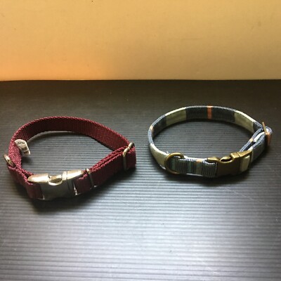 2 PCS Country Brook Red and Alu-Max Blue White Adjustable Dog Collar Stripes