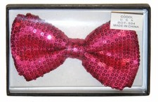 Adult Unisex Pink Sequin Dress-Up Suit Elastic Bowtie Costume Accessory