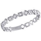 10K White Gold Diamond Square Design Ladies Right Hand Cocktail Ring 1/10 Ct.