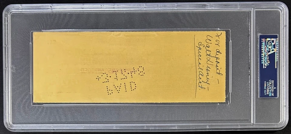 Б/у чек с автографом Уолта Диснея PSA/DNA 83690200 - Изображение 3 из 3