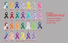 Cancer Pass Ribbon Car Decal Sticker Humour Breast Prostate Skin Colon Survivor