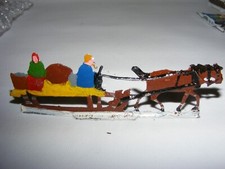 Hans Heinrichsen Flat Lead German Winter Figure Work Horse Sleigh w riders