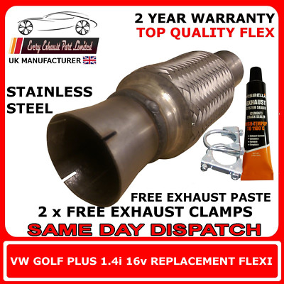 VW Golf Plus 1.4i 2005-2006 Exhaust Replacement Flex Flexi Pipe for front Pipe