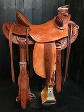 Wade Western Premium Leather Racing Saddle – Hand Carved, Suede Seat, All Sizes