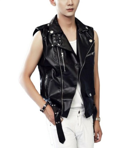 faux leather vest mens
