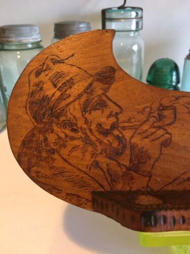 Scrimshawed Antique Sailor Nude Woman Siren Smoking Pipe Rack 1919 Rare Humidor - Picture 2 of 12