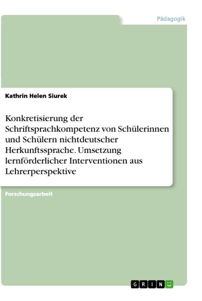 Kathrin Helen Siurek | Konkretisierung Der Schriftsprachkompetenz