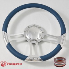 14 Polished Billet Blue Wrap Steering Wheels Gto Gm Corvair Impala W Horn