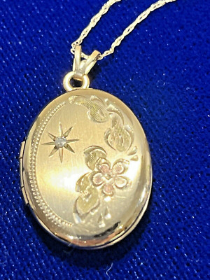 14k Black Hills Gold Diamant Medaillon 20'' 14K Kette Halskette 3,5 gr. Kein Monogramm