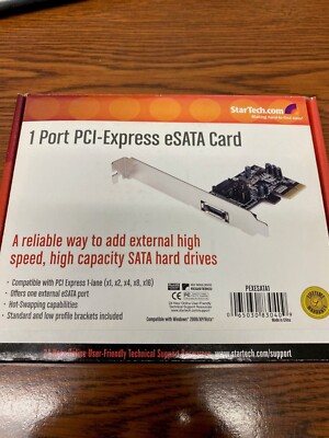 Single Port PCI Express eSATA Controller Card Model PEXESATA1 Unused Star Tech