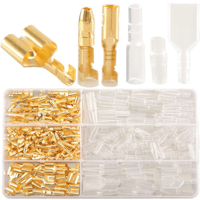 320Pcs Rundsteckverbinder Motorrad Doppelt, 3.9Mm 3.5Mm Messing Bullet Terminals