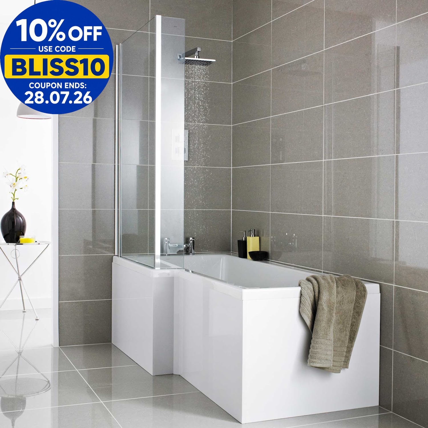 1600/680mm Bath Panel Pack Front Side End L Shape Bathroom MDF White Gloss