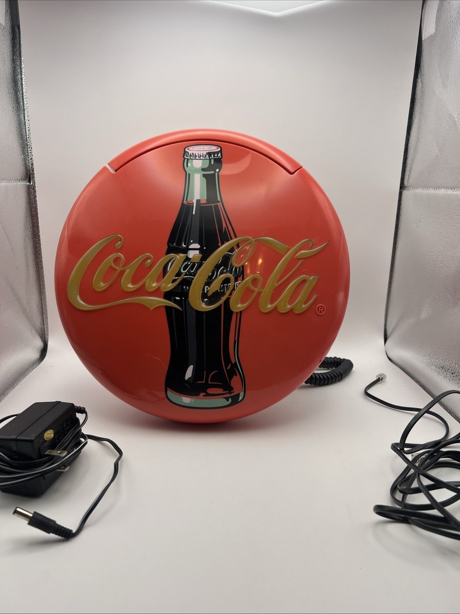 Vintage 1998 Coca-Cola Button Telephone Round Disc Light Up