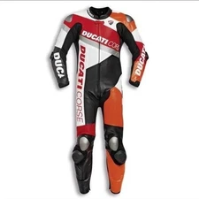 DUCATI Men's New Motorbike Motorcycle Racing Padding Leather Suit - All Size