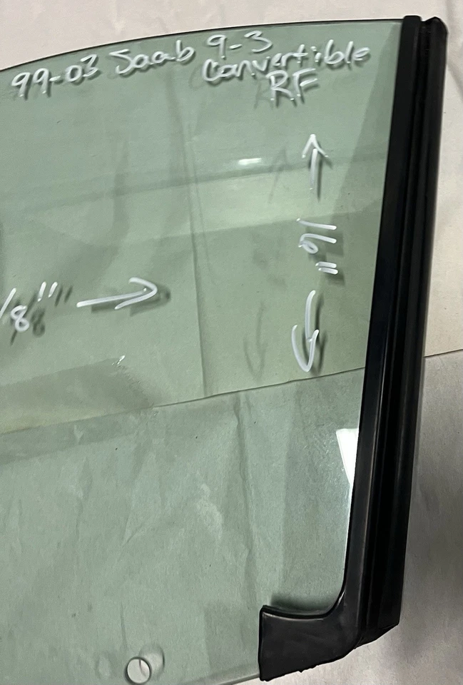 99-03 SAAB 9-3 Convertible Pasajero Puerta Delantera Derecha Vidrio Foto 2 de 4