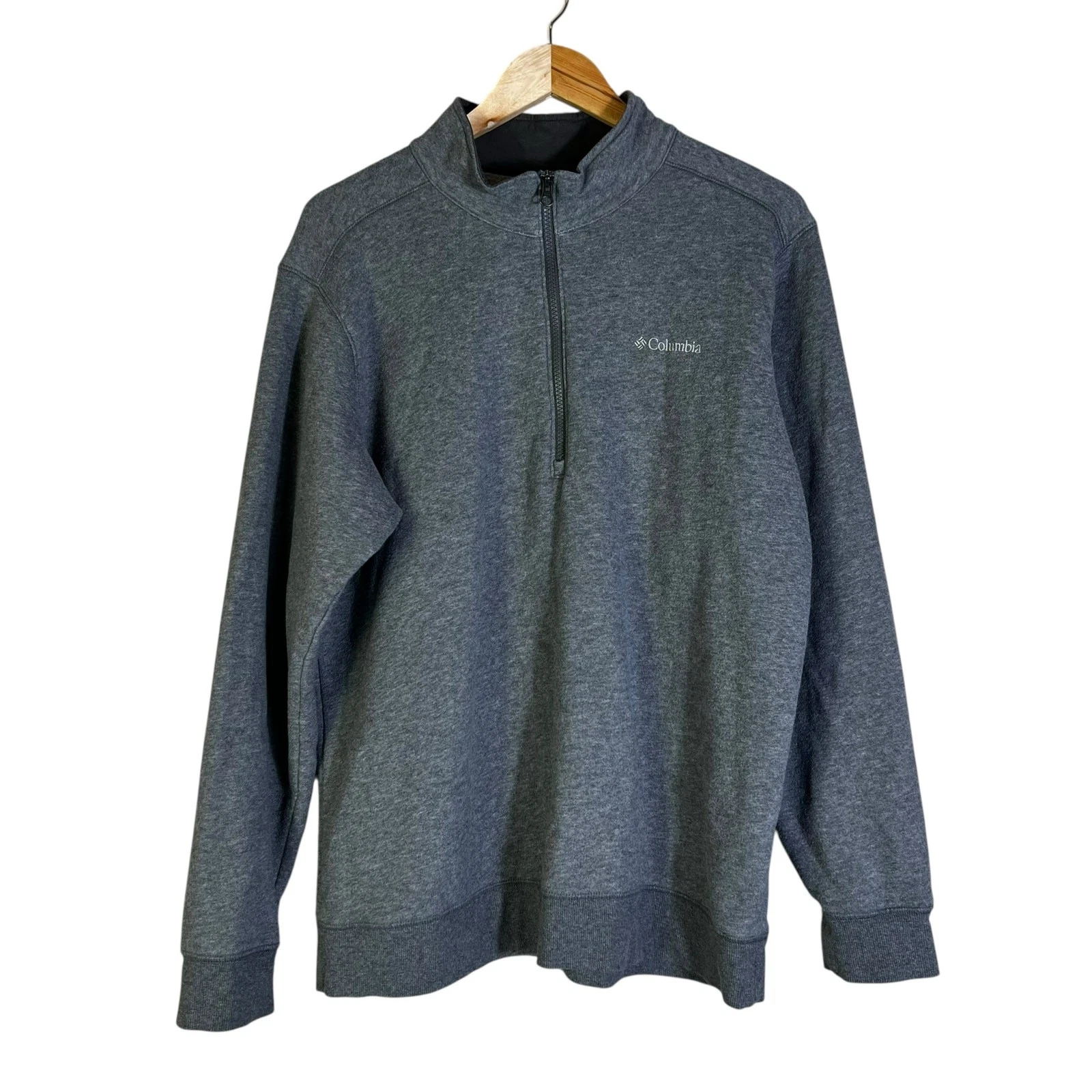Columbia 1/4 Zip Pullover Mens L Gray Fleece Lined Sweatshirt Outdoor Casual