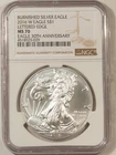 2016-W $1 AMERICAN BURNISHED SILVER EAGLE 1 OZ .999 - NGC MS-70, LETTERED EDGE!
