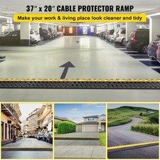 NEW Rubber Cable Guard, 3-Channel, 2 x 2.3 in - Durable Cord Protection Ramp fo