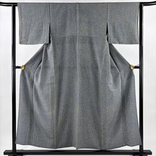 JAPANESE KIMONO FINE PATTERN GRAY 153cm 5 ft 0 in PURE SILK B0351