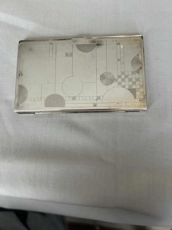 Vintage 1993 Frank Lloyd Wright Coonley Playhouse Silverplate Business Card Case