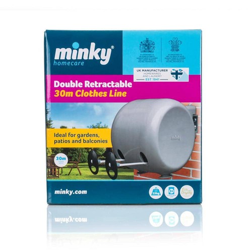 Retractable Clothesline 98ft Outdoor Heavy Duty Dual Line Wall Mount Drying Rack - Picture 3 of 8