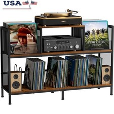 Vinyl Record Storage Stand W/ Adjustable Dividers  Large Capacity Shelf New