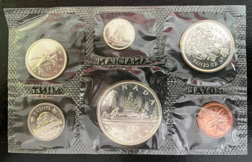 1965 Uncirculated Prooflike Mint Set from Canada with Original COA and Envelope