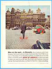 1964 Bank of America Benelux Grand Place Brussels Belgium Vintage Photo Print Ad