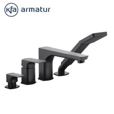 4 Loch Armatur Badewanne Wannenarmatur 4 Loch Badewannenarmatur Schwarz Set