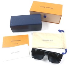 LOUIS VUITTON LV Sleek Square Sunglasses Black Gold Z2062E 57-18 145 with Box