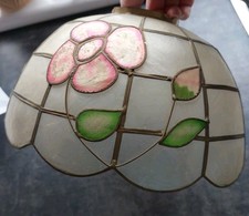 Vintage Capiz Shell Light Shade Floral Overlaid Pendant Ceiling Light 26 x 14cm