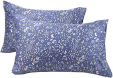 Blue Standard Size Pillowcase Set of 2, 100 Long Staple Pure Cotton Envelope Cl