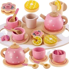 Pretend Play Princess Tea Party Set for 3 4 5 6 + Year Old Wooden Kitchen Play F