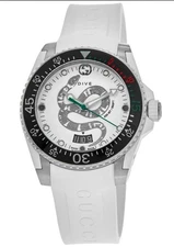 Gucci  Men's Dive White Swiss Quartz Snake 40mm Watch, Sapphire Crystal YA136330