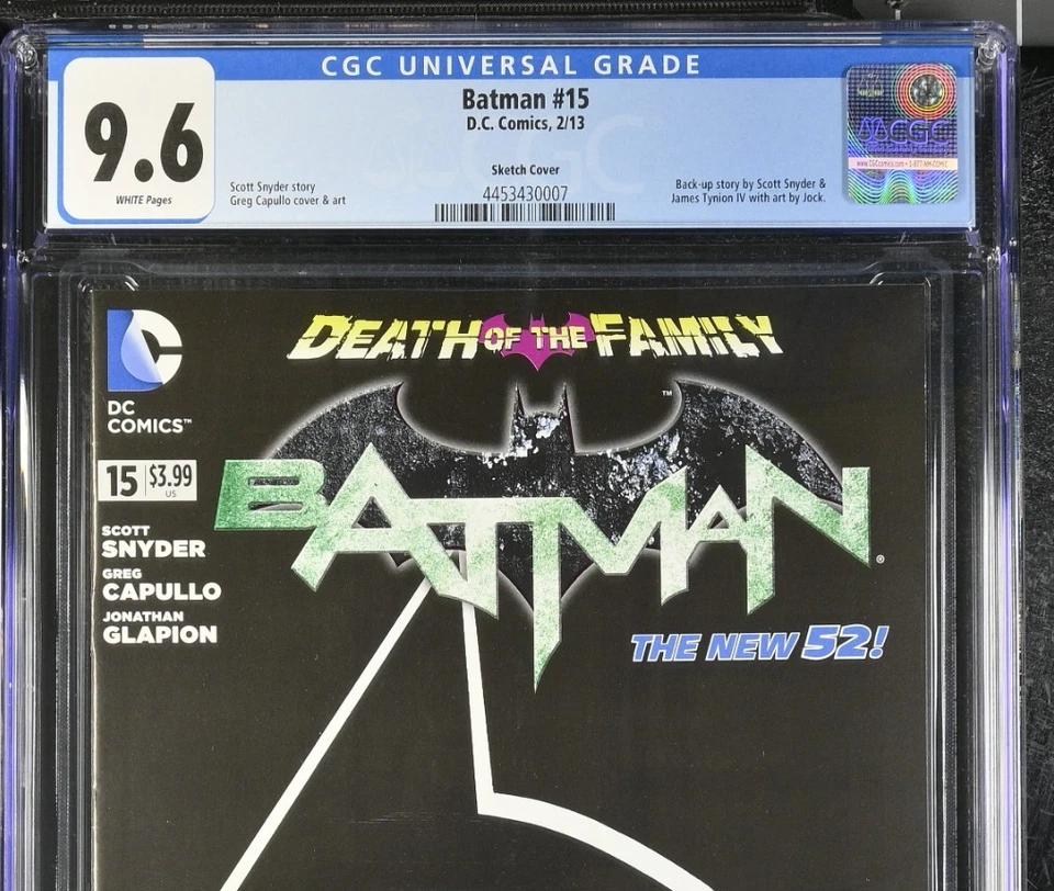 BATMAN # 15 CGC 9.6 NM+ CAPULLO SKETCH COVER 1:100 THE NEW 52 (2013) White Pages - Image 3 of 4