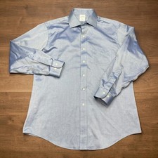 Brooks Brothers Regent Fit Dress Shirt Mens 16.5 4/5 Blue Herringbone Non-Iron