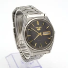 Vintage 1987 Seiko 5 Automatic Watch Black Dial Gold Markers 6309-8970 Day Date