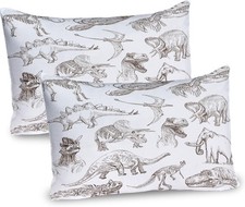 Kids Pillow Sham Set of 2 Dino Dinosaur Bones Skeleton Biology Historic, Quality