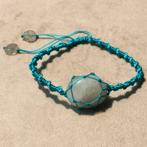 Bracciale in pietra di luna naturale dello Sri Lanka fatto a mano con... - Foto 5 di 9