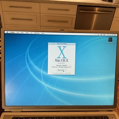 Apple PowerBook G4 Titanium 400MHz 768MB RAM 80GB HD Mac OS X 10.2.7 TiBook