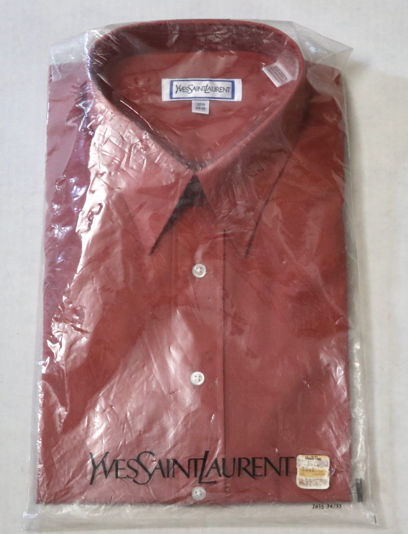 Camicia abito Yves Saint Laurent YSL vintage marrone nuova con scatola 16 5 34 35