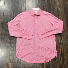 Robert Graham Button Up Shirt Men s 39 / 15.5 Pink White Stripes Cotton