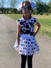 Dalmatian Ears Headband Set - Black  White Spotted Dog Headband Ears  Tail Ind