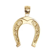 New 14k Yellow Gold Horseshoe Pendant