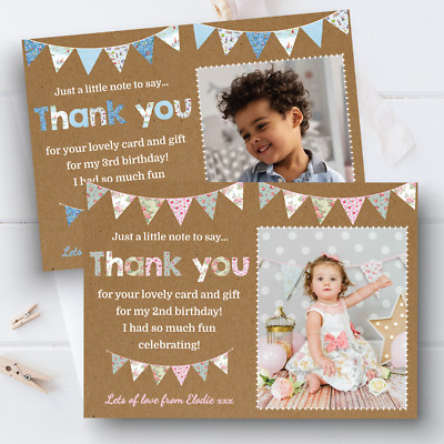 x10 Personalisierte Foto Dankeskarten Vintage Dankesschreiben Geburtstag Neu Baby