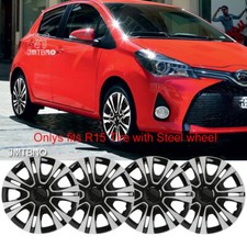4 x 15" Wheel Covers Snap On Hub Caps fit R15 Tire & Steel Rim For Toyota Yaris