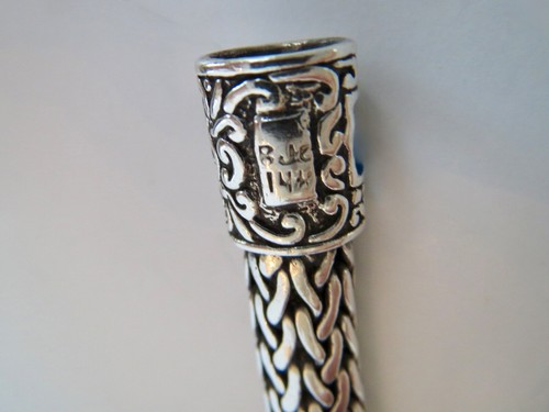 Signed BJC Behnam Jewelry Co Sterling Silver & 14KT Amethyst Cabs Woven BRACELET - Picture 7 of 13