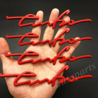 Red Cursive 'Turbo T' Metal Emblem Badge – Trunk Rear Decal – Custom Car Styling