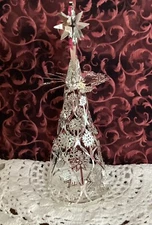 German Laser Cut Snowflakes 6.5” Silvertone Christmas Tree