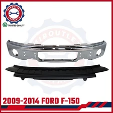 Front Bumper Chrome + Valance W/Fog Light Holes For 2009-14 Ford F-150 RWD